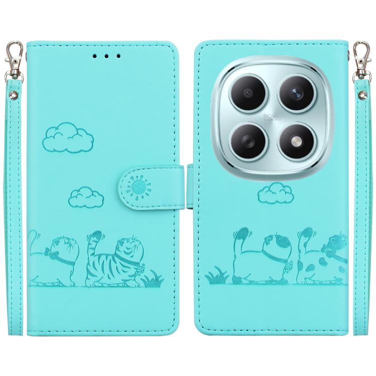 

For Redmi Note 15 5G Global 164mm Cute Cats RFID Leather Phone Case(Green)