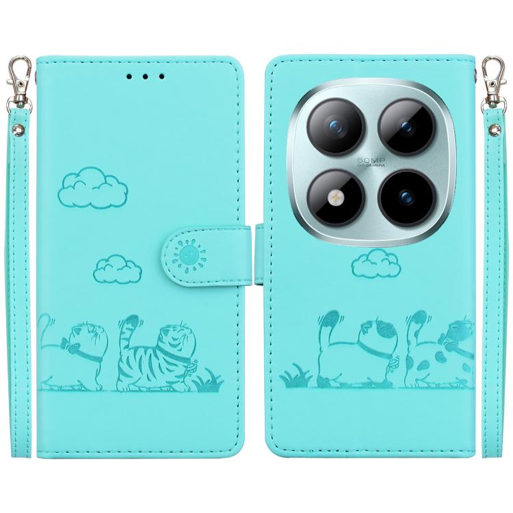 

For Redmi Note 15 Pro 5G Global 163.6mm Cute Cats RFID Leather Phone Case(Green)