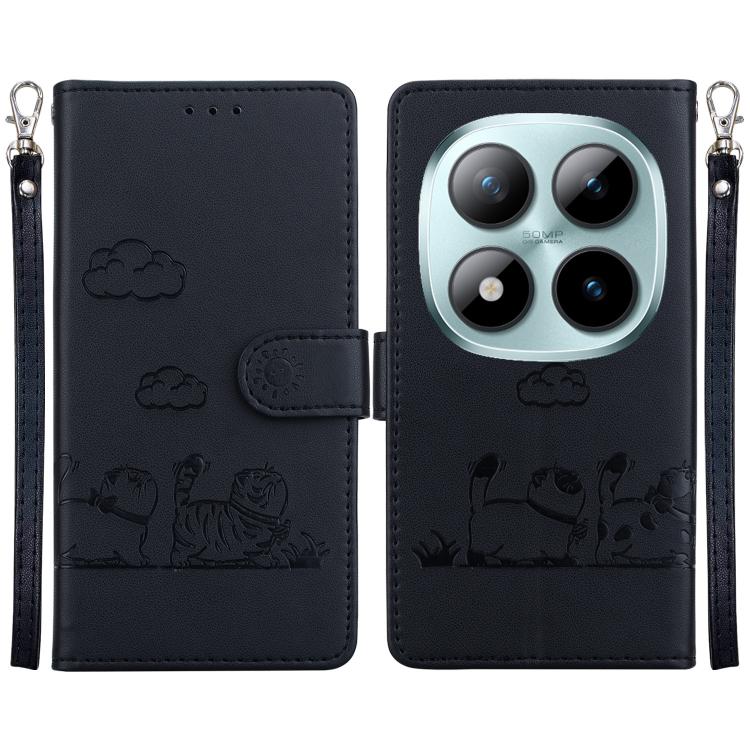 

For Redmi Note 15 Pro 5G Global 163.6mm Cute Cats RFID Leather Phone Case(Black)