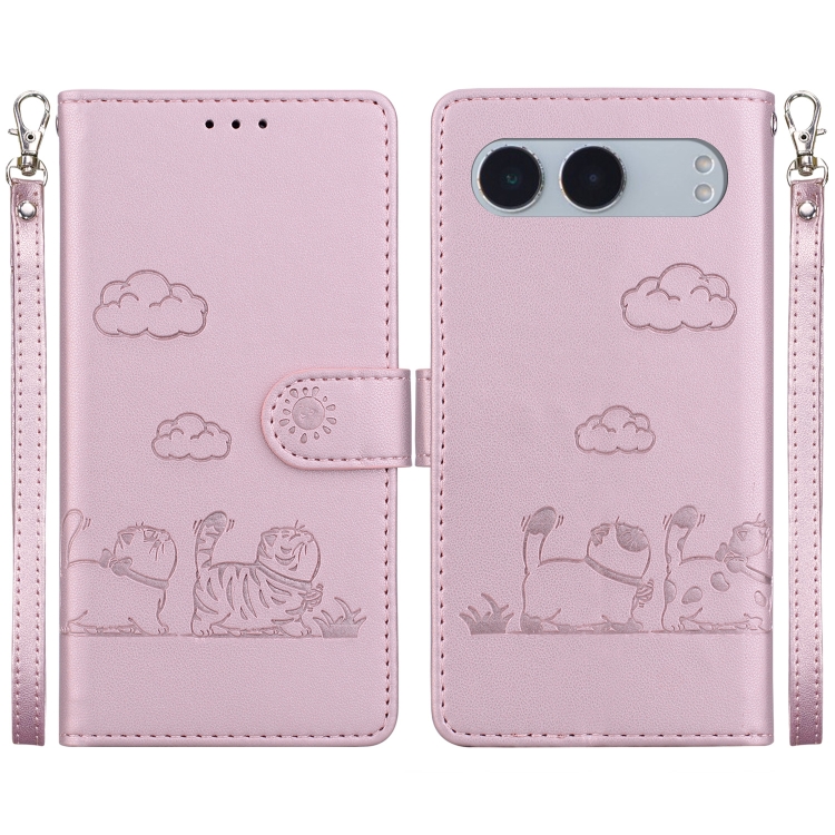 

For OnePlus Nord 4 Cute Cats RFID Leather Phone Case(Rose Gold)