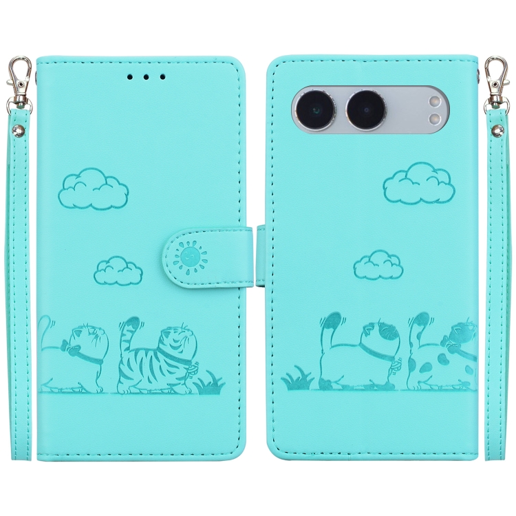 

For OnePlus Nord 4 Cute Cats RFID Leather Phone Case(Green)