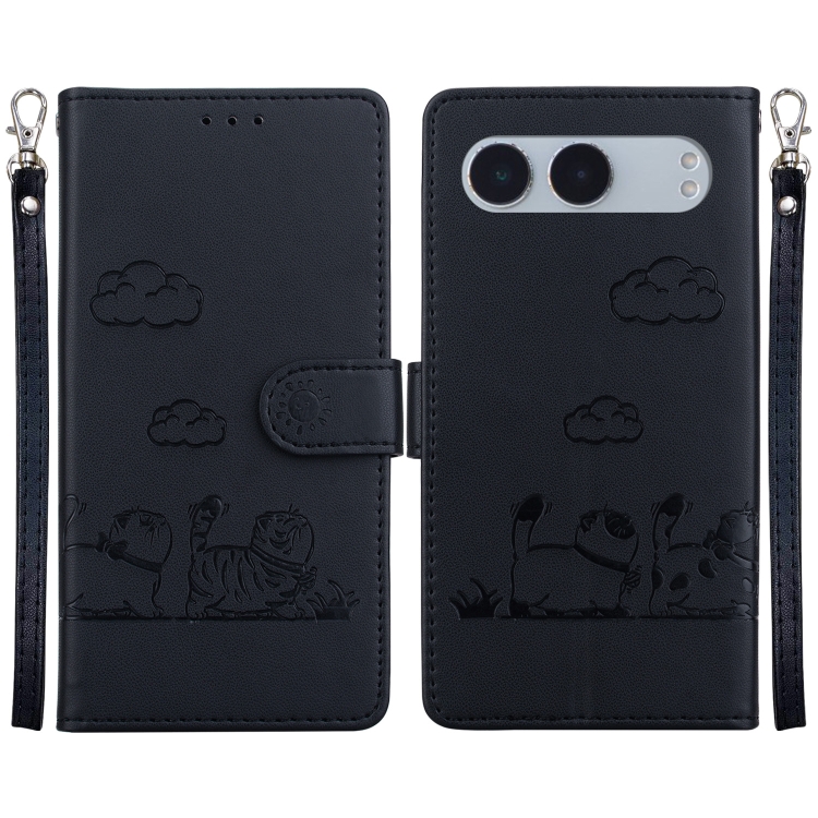 

For OnePlus Nord 4 Cute Cats RFID Leather Phone Case(Black)