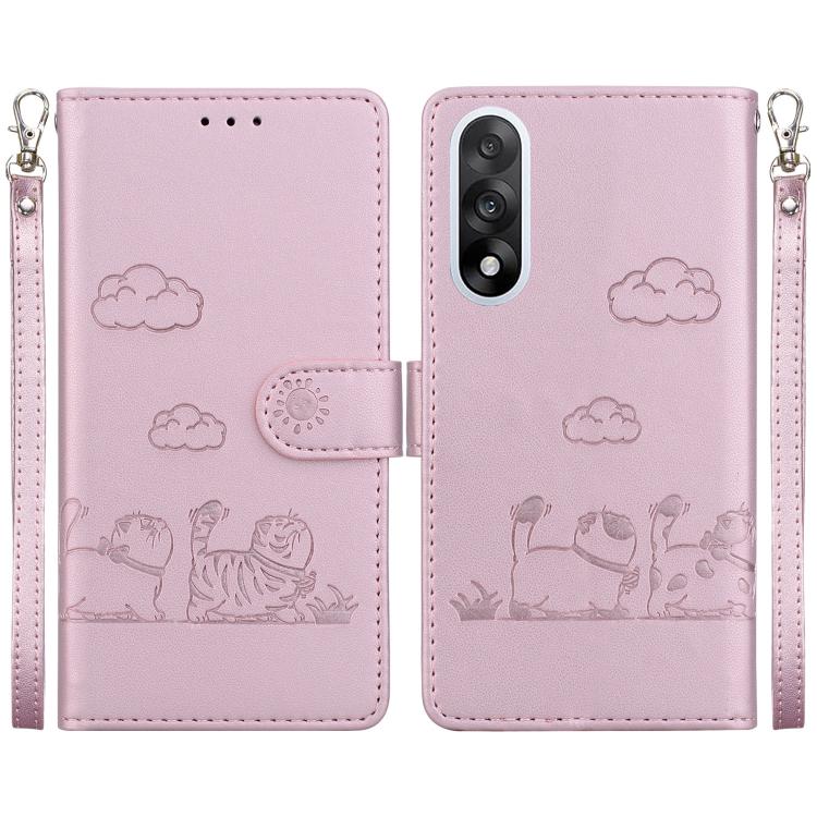

For OnePlus Ace 5 Ultra / Nord 5 5G Cute Cats RFID Leather Phone Case(Rose Gold)