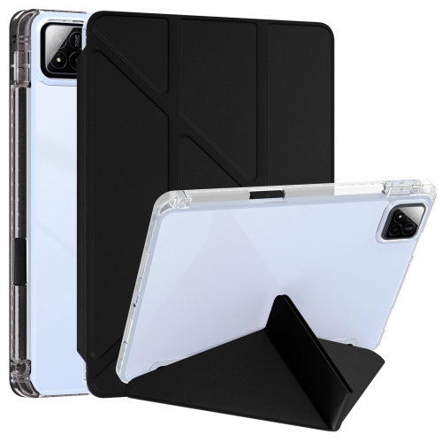 For Xiaomi Pad 7 / 7 Pro Clear Acrylic Deformation Leather Tablet Case(Black)