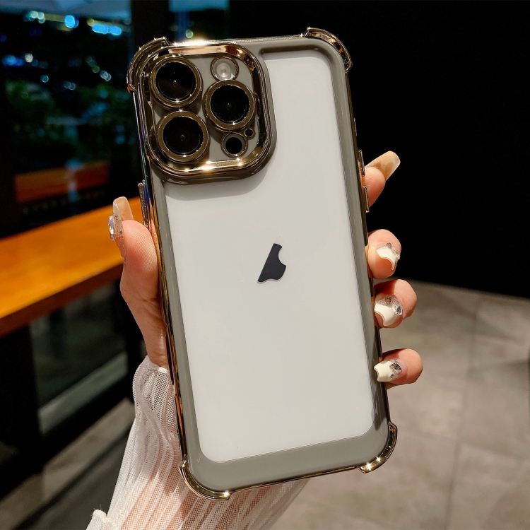

For iPhone 16 Pro Dual-color Plating Space PC Hybrid TPU Phone Case(Grey)