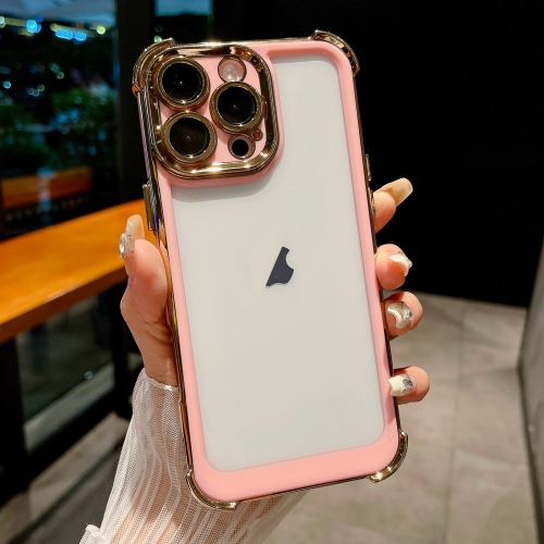 

For iPhone 14 Pro Dual-color Plating Space PC Hybrid TPU Phone Case(Pink)