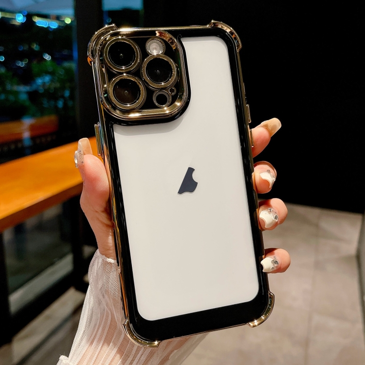 

For iPhone 13 Pro Dual-color Plating Space PC Hybrid TPU Phone Case(Black)