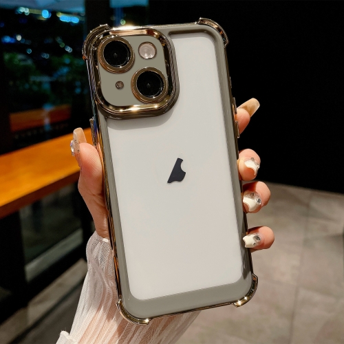

For iPhone 13 Dual-color Plating Space PC Hybrid TPU Phone Case(Grey)