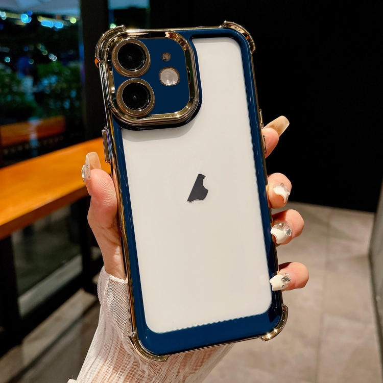 

For iPhone 11 Dual-color Plating Space PC Hybrid TPU Phone Case(Blue)