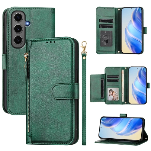 

For Samsung Galaxy S24+ 5G Multi-Card Slots Zipper Wallet Leather Phone Case(Green)