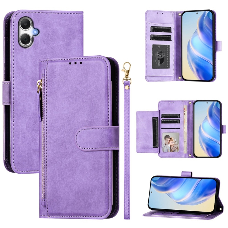 

For Samsung Galaxy A06 Multi-Card Slots Zipper Wallet Leather Phone Case(Purple)