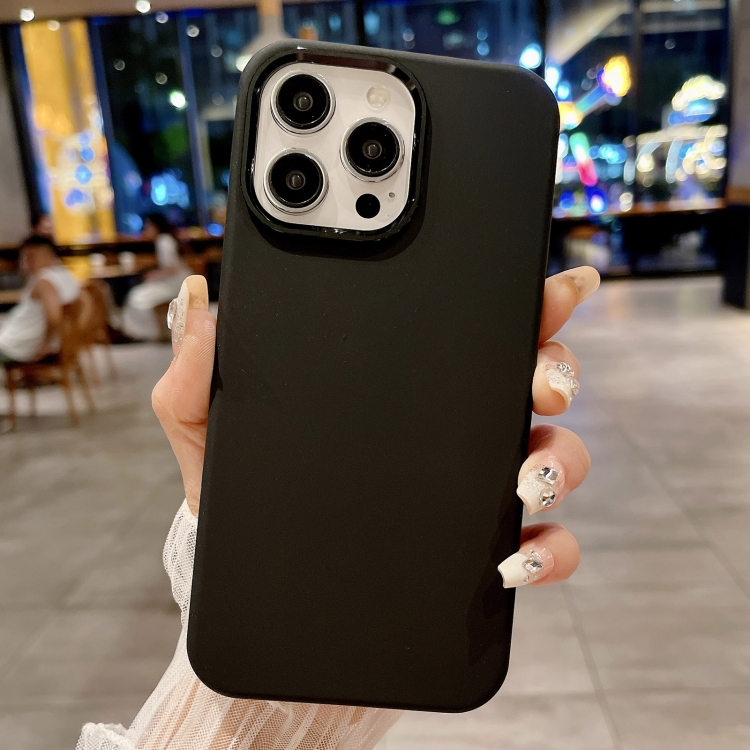 

For iPhone 15 Pro Metal Liquid Silicone Skin Feel Phone Case(Black)