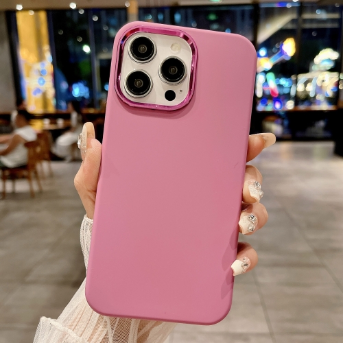 

For iPhone 13 Pro Metal Liquid Silicone Skin Feel Phone Case(Rose Red)