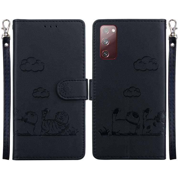

For Samsung Galaxy S20 FE Cute Cats RFID Leather Phone Case(Black)