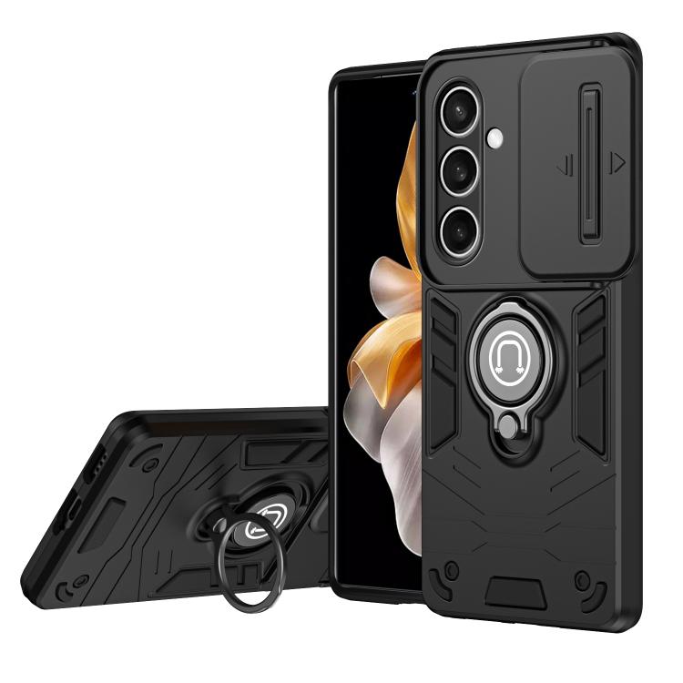 

For Samsung Galaxy S25 FE 5G Camshield Ring Holder Phone Case(Black)