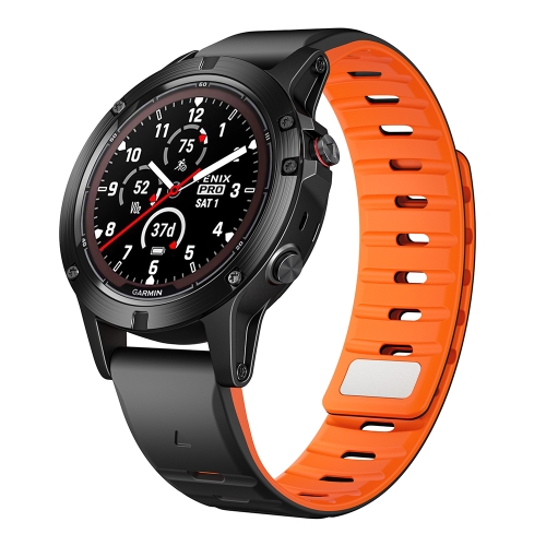 

For Garmin 26mm Magnetic Quick Release Silicone Watch Band(Black Orange)