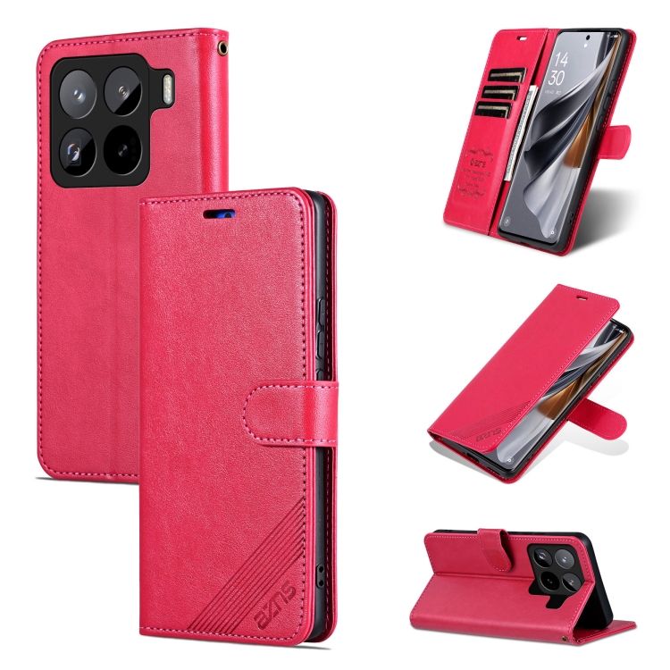 

For Xiaomi 15 Pro AZNS Sheepskin Texture Flip Leather Phone Case(Red)