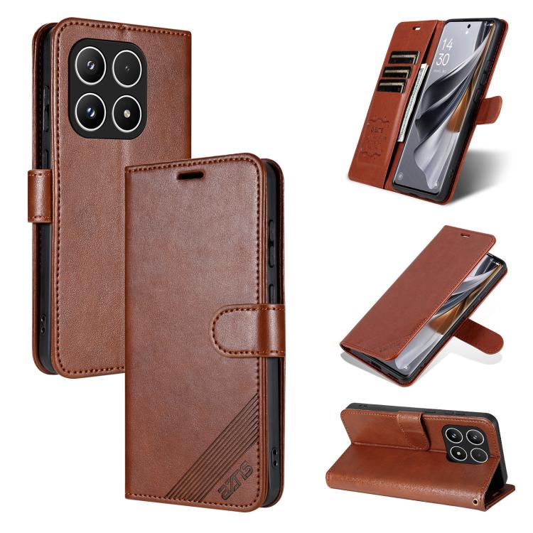 

For Xiaomi 17 AZNS Sheepskin Texture Flip Leather Phone Case(Brown)