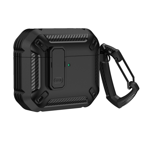 

For AirPods 4 Shield Shockproof Earphone Protective Case with Hook(Black)