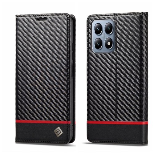 

For Xiaomi 14T LC.IMEEKE Carbon Fiber Texture Flip Leather Phone Case(Horizontal Black)