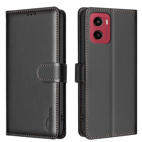 

For Motorola Moto G05 Litchi Texture RFID Anti-theft Leather Phone Case(Black)