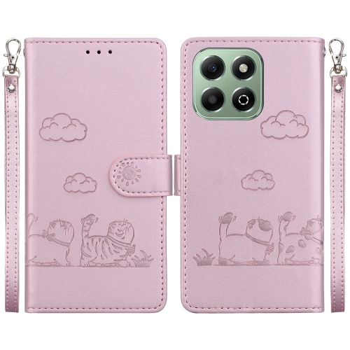 

For Honor X6b Cute Cats RFID Leather Phone Case(Rose Gold)