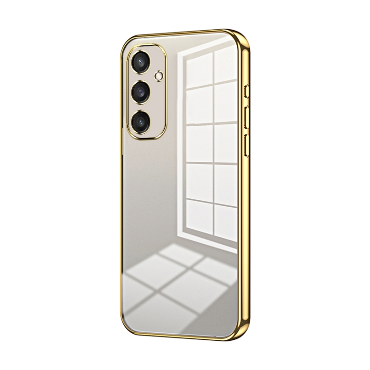 

For Samsung Galaxy S25 5G Transparent Plating Fine Hole Phone Case(Gold)