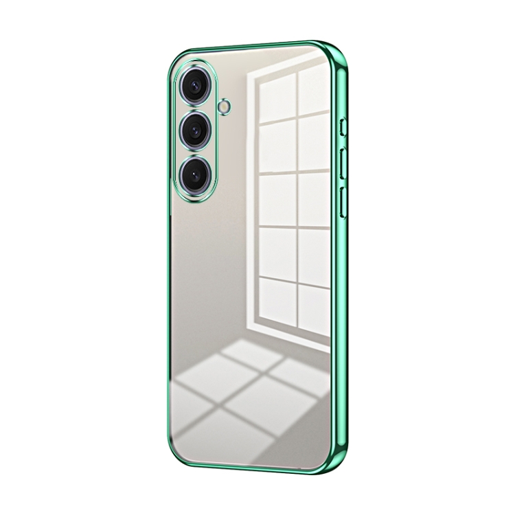 

For Samsung Galaxy S25+ 5G Transparent Plating Fine Hole Phone Case(Green)