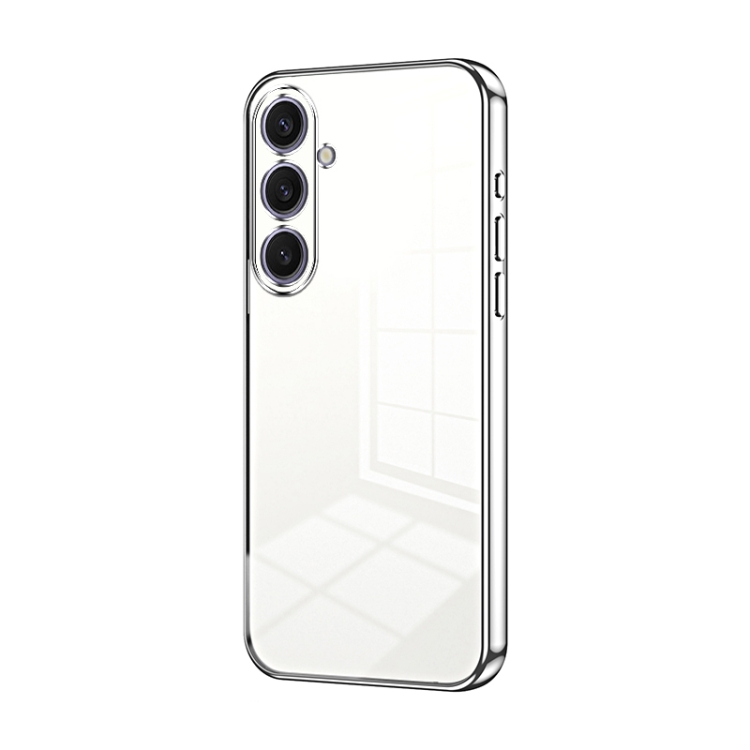 

For Samsung Galaxy S25+ 5G Transparent Plating Fine Hole Phone Case(Silver)