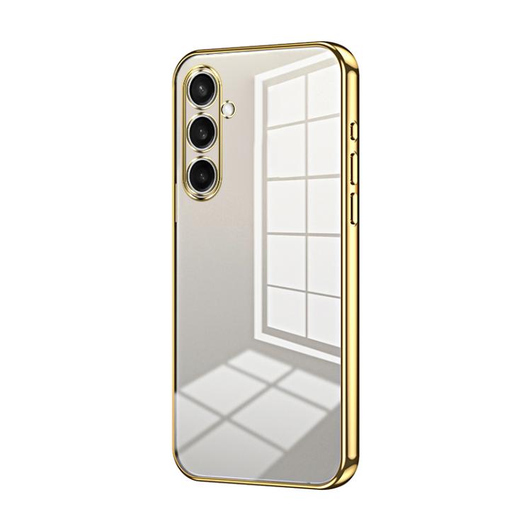 

For Samsung Galaxy S25 FE 5G Transparent Plating Fine Hole Phone Case(Gold)