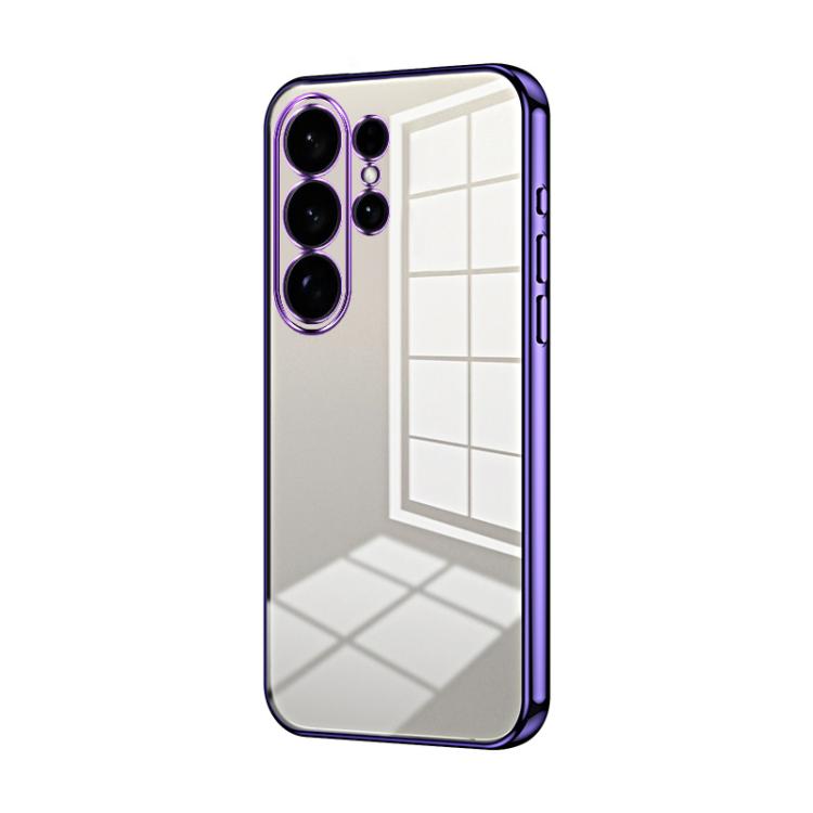 For Samsung Galaxy S26 Ultra 5G Transparent Plating Fine Hole Phone Case(Purple)
