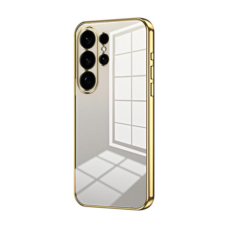 

For Samsung Galaxy S26 Ultra 5G Transparent Plating Fine Hole Phone Case(Gold)