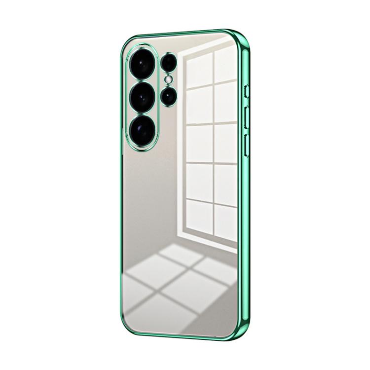 

For Samsung Galaxy S26 Ultra 5G Transparent Plating Fine Hole Phone Case(Green)