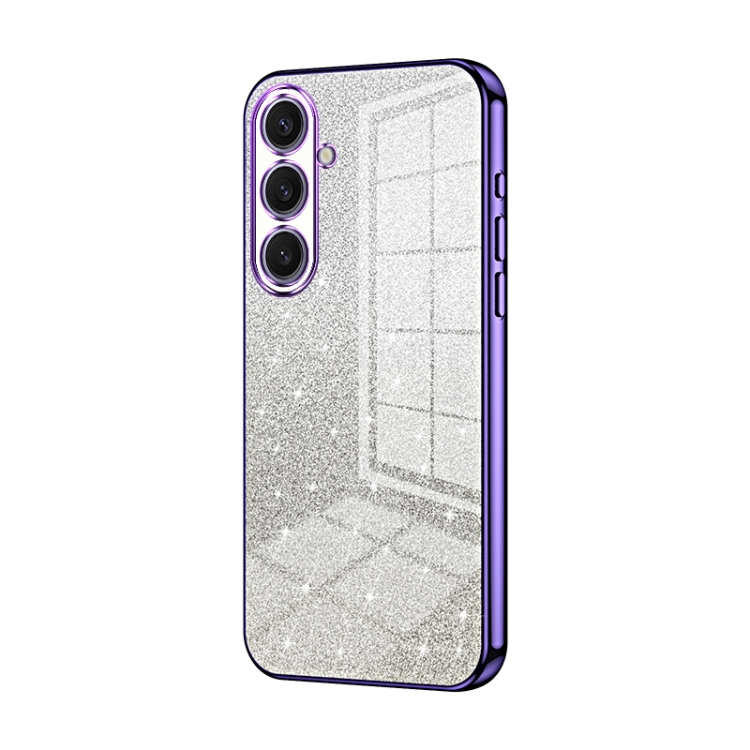 

For Samsung Galaxy S25+ 5G Gradient Glitter Powder Electroplated Phone Case(Purple)