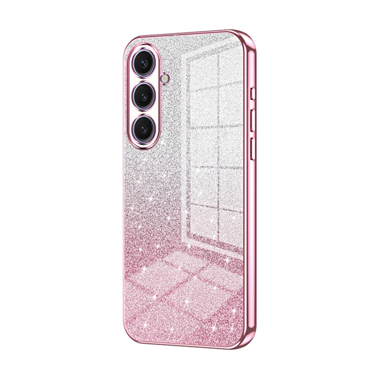 

For Samsung Galaxy S25+ 5G Gradient Glitter Powder Electroplated Phone Case(Pink)