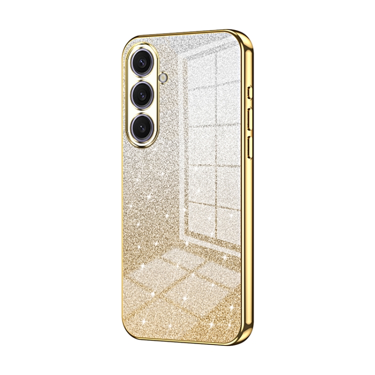 

For Samsung Galaxy S25+ 5G Gradient Glitter Powder Electroplated Phone Case(Gold)