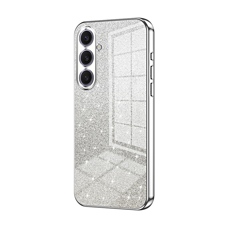 

For Samsung Galaxy S25+ 5G Gradient Glitter Powder Electroplated Phone Case(Silver)