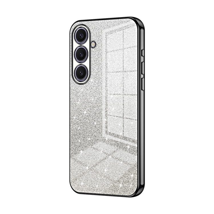

For Samsung Galaxy S25+ 5G Gradient Glitter Powder Electroplated Phone Case(Black)