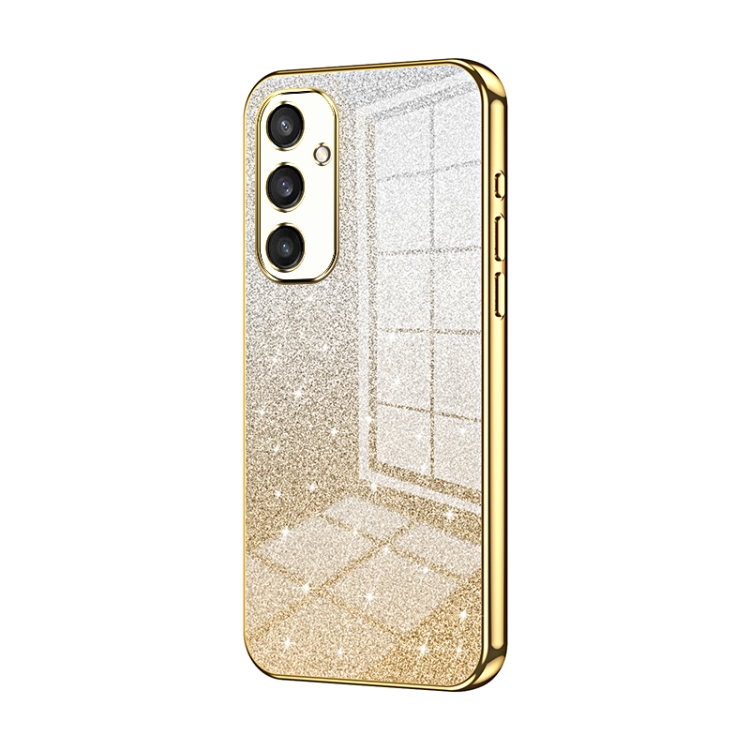 

For Samsung Galaxy S25 5G Gradient Glitter Powder Electroplated Phone Case(Gold)