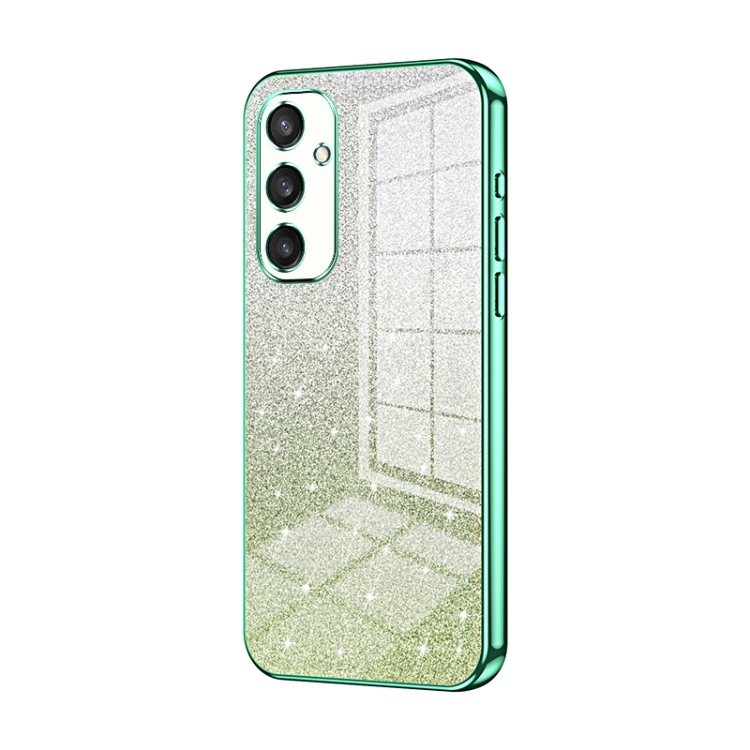 

For Samsung Galaxy S25 5G Gradient Glitter Powder Electroplated Phone Case(Green)