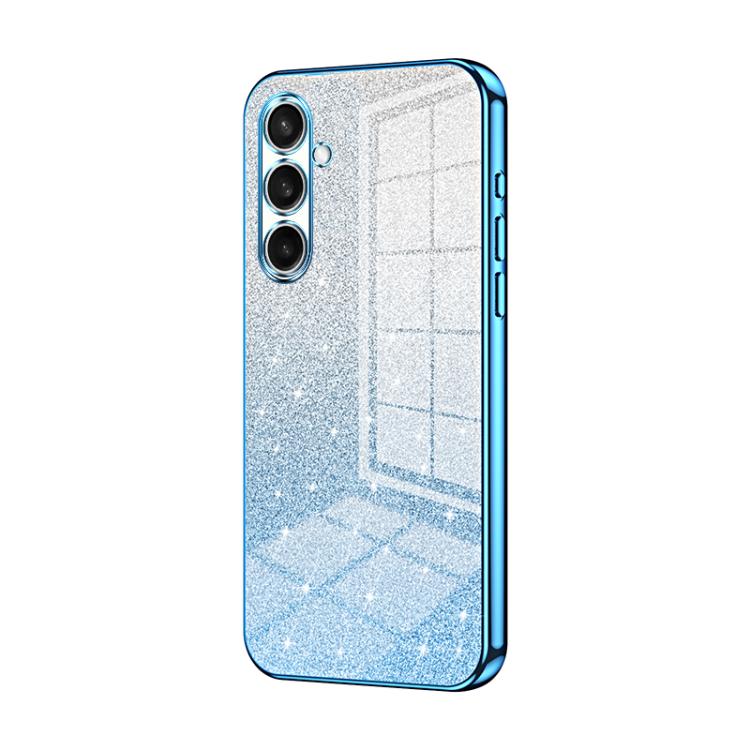 

For Samsung Galaxy S25 FE 5G Gradient Glitter Powder Electroplated Phone Case(Blue)