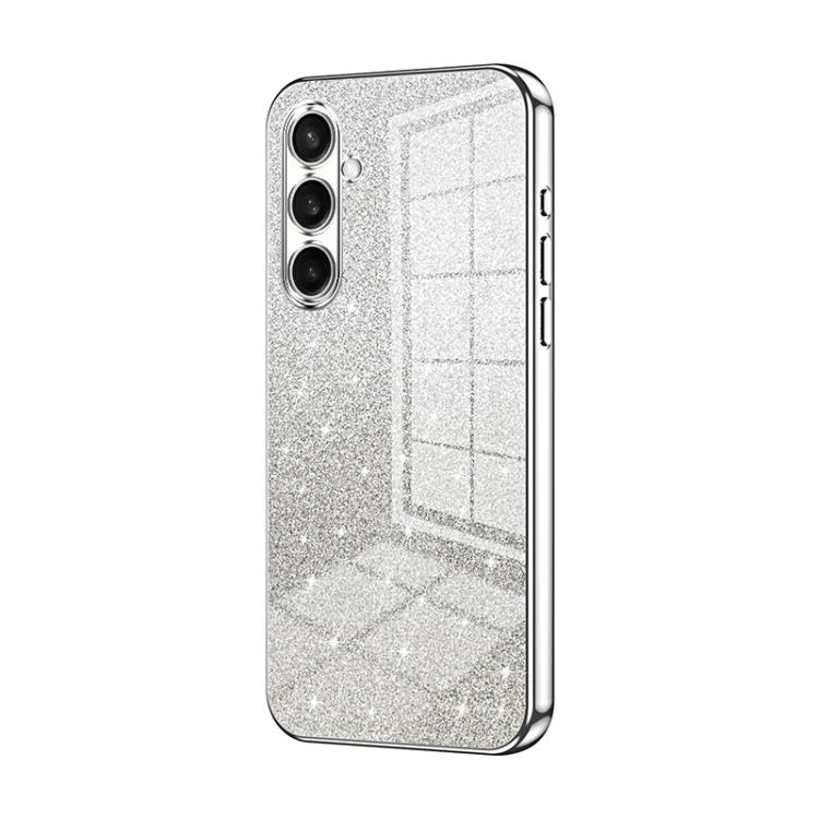 

For Samsung Galaxy S25 FE 5G Gradient Glitter Powder Electroplated Phone Case(Silver)