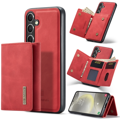 

For Samsung Galaxy S24 FE 5G DG.MING M1 Series 3-Fold Multi Card Wallet + Magnetic Phone Case(Red)