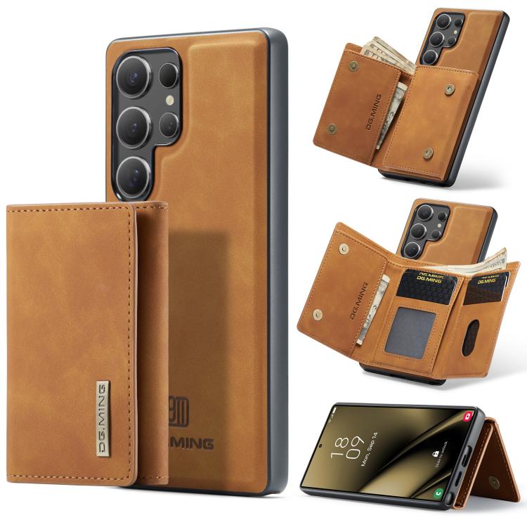

For Samsung Galaxy S25 Ultra 5G DG.MING M1 Series 3-Fold Multi Card Wallet + Magnetic Phone Case(Brown)