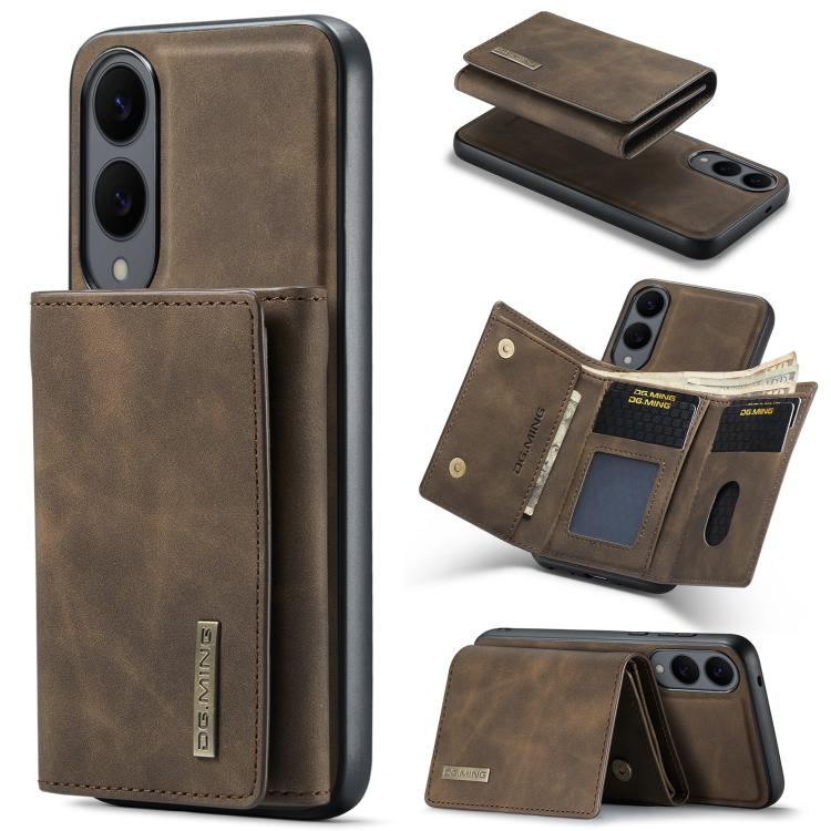 

For Samsung Galaxy S25 Edge 5G DG.MING M1 Series 3-Fold Multi Card Wallet + Magnetic Phone Case(Coffee)