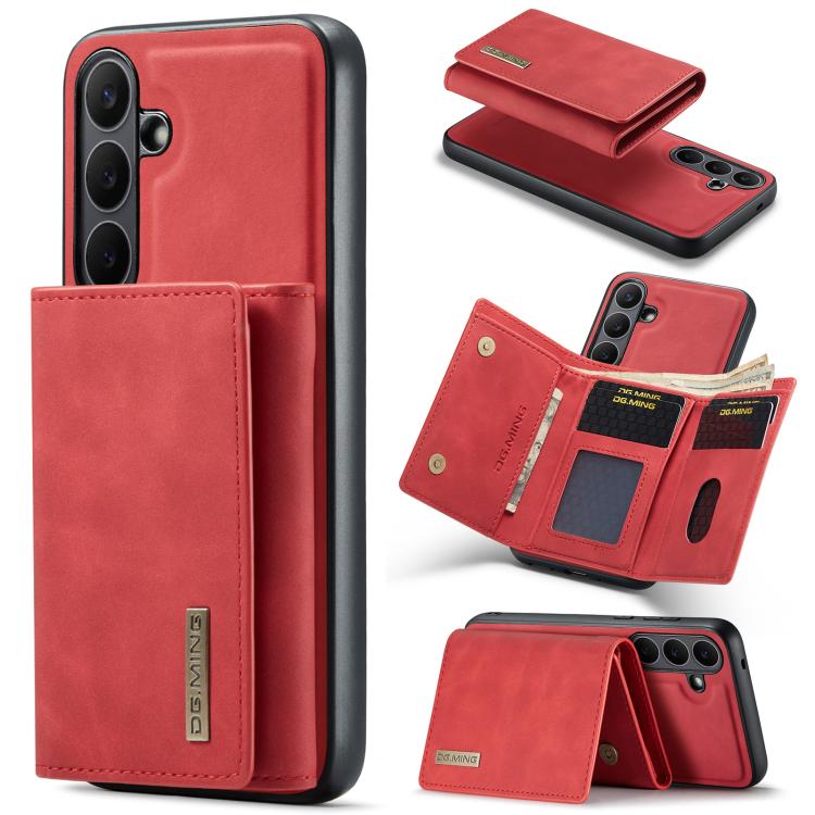

For Samsung Galaxy S25 FE 5G DG.MING M1 Series 3-Fold Multi Card Wallet + Magnetic Phone Case(Red)