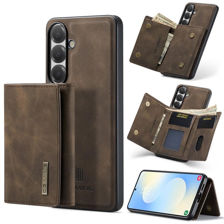 For Samsung Galaxy S26 5G DG.MING M1 Series 3-Fold Multi Card Wallet + Magnetic Phone Case(Coffee)