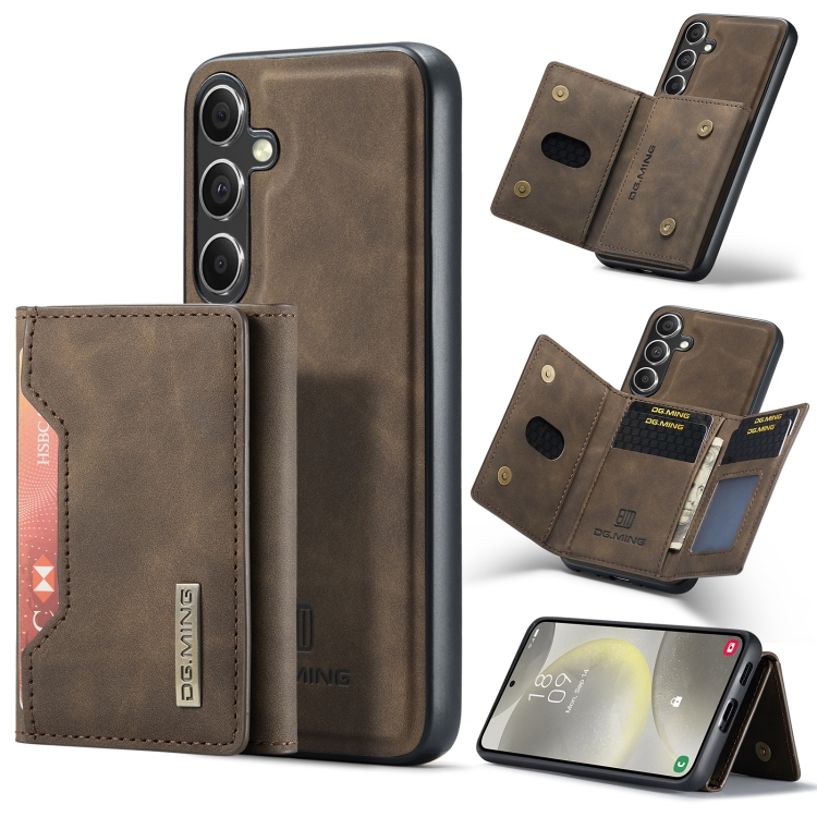 

For Samsung Galaxy S24 FE 5G DG.MING M2 Series 3-Fold Multi Card Bag + Magnetic Phone Case(Coffee)