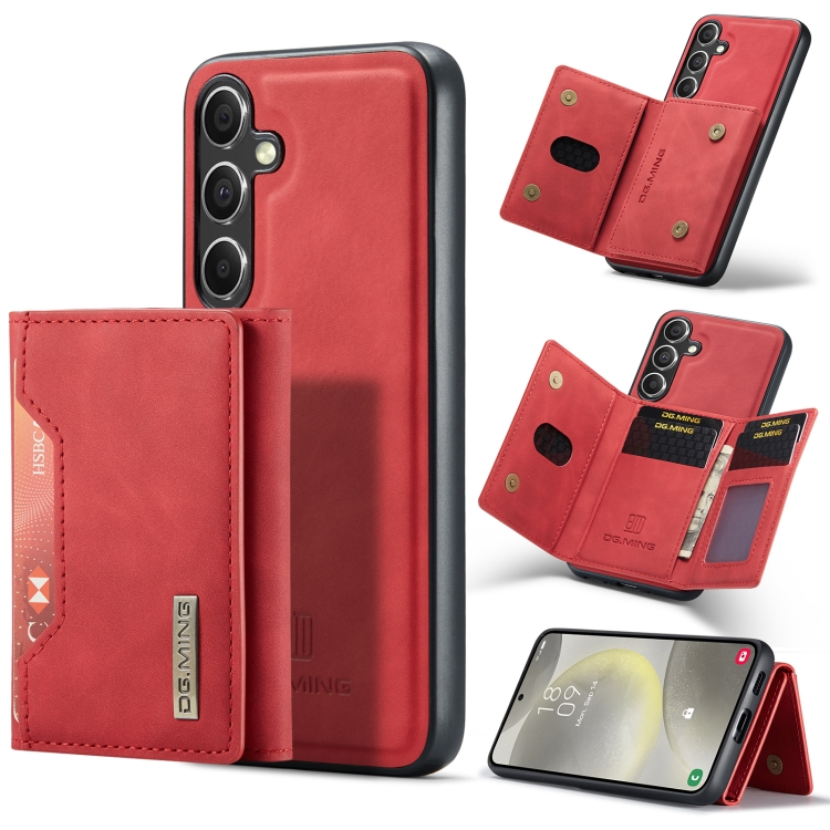 For Samsung Galaxy S24 FE 5G DG.MING M2 Series 3-Fold Multi Card Bag + Magnetic Phone Case(Red) — купить у Sunsky-online WW