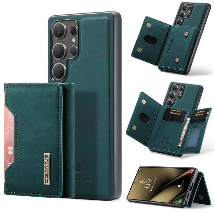 

For Samsung Galaxy S25 Ultra 5G DG.MING M2 Series 3-Fold Multi Card Bag + Magnetic Phone Case(Green)